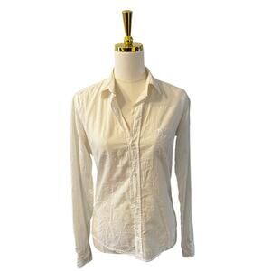 Frank & Eileen Barry White Textured Button Down Shirt Cotton Made in USA Size S
